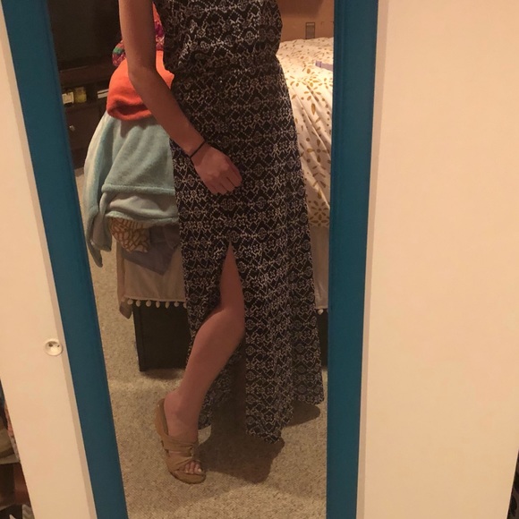 Navy blue maxi with white tribal pattern - Picture 3 of 3